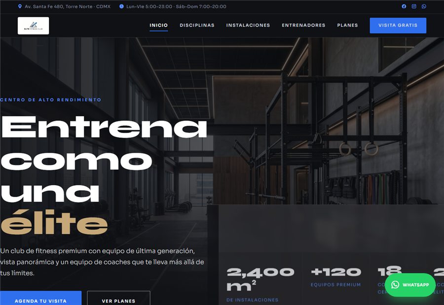 Captura del sitio Elite Fitness Club