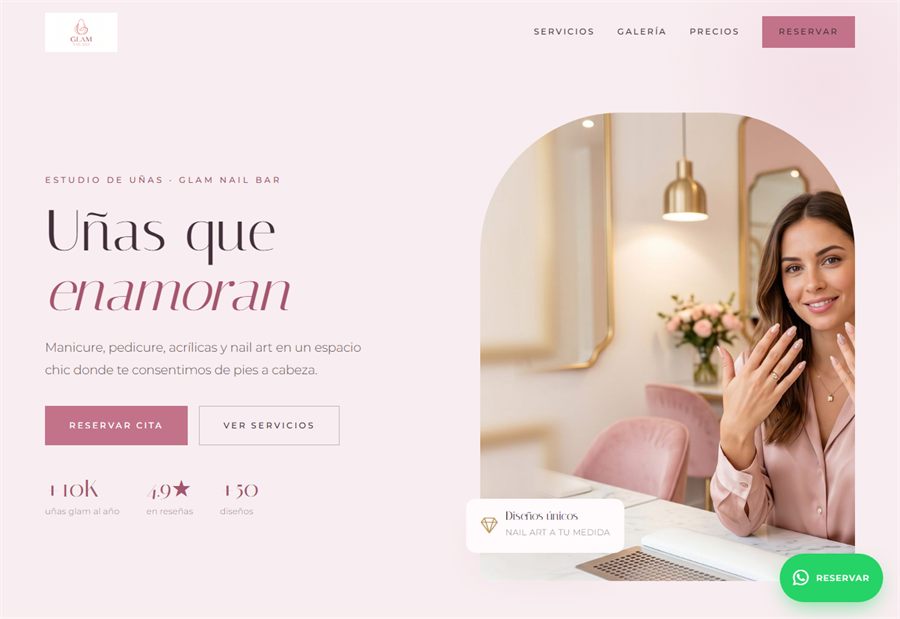 Captura del sitio Glam Nail Bar