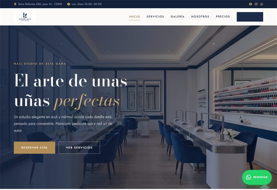 Captura del sitio Luxury Blue Nail Studio