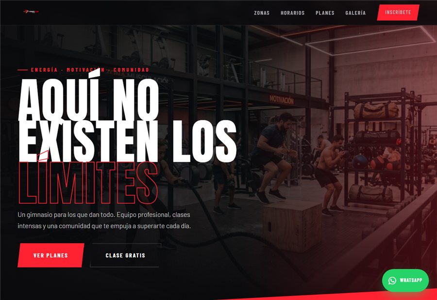 Captura del sitio Power Zone Gym